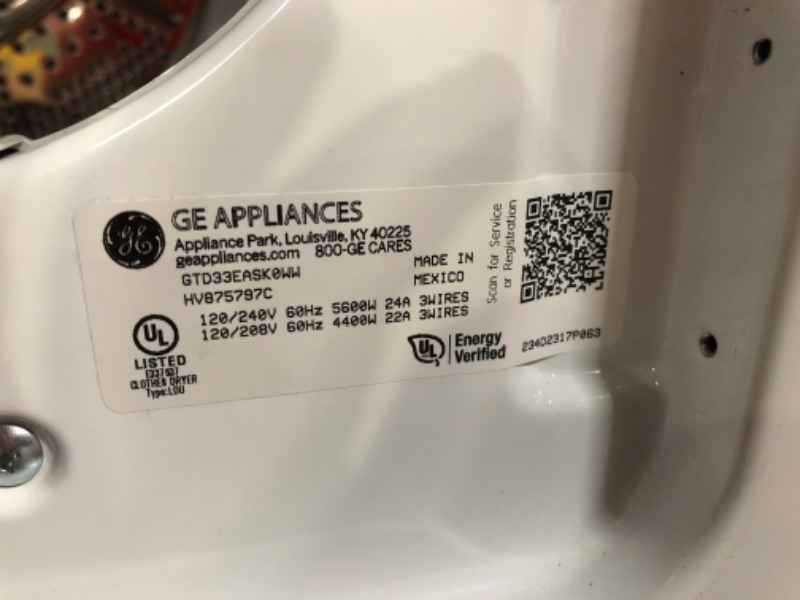 Photo 1 of GE 7.2-cu ft Electric Dryer (White)