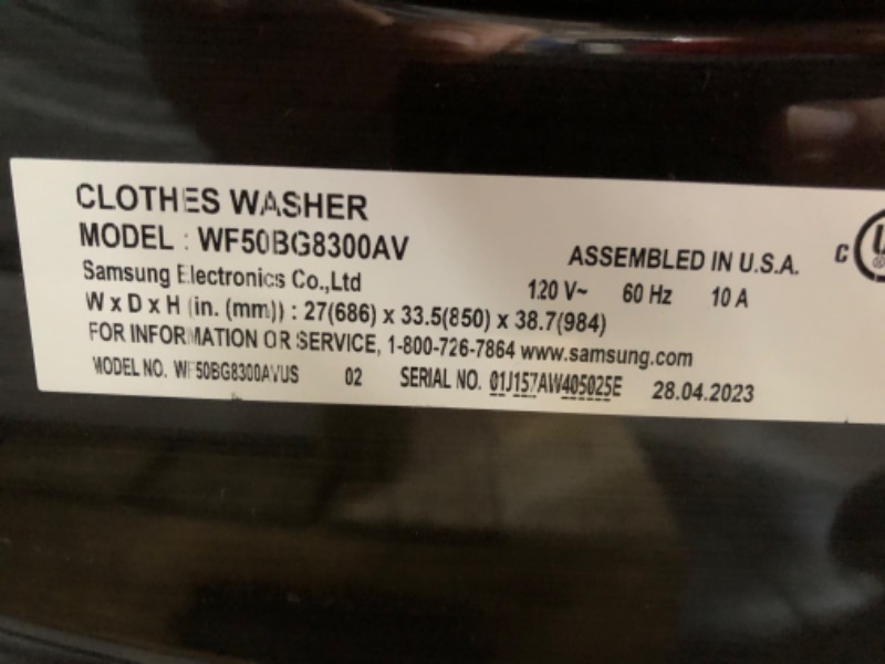 Photo 9 of 5.0 cu. ft. Extra Large Capacity Smart Front Load Washer with Super Speed Wash and Steam in Brushed Black