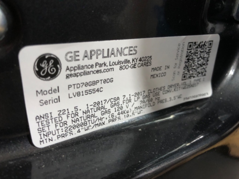 Photo 7 of GE Profile™ 7.4 cu. ft. Capacity Smart aluminized alloy drum Electric Dryer with Sanitize Cycle and Sensor Dry