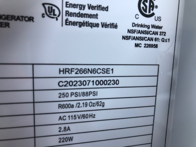 Photo 9 of Hisense 26.6-cu ft French Door Refrigerator with Ice Maker (Fingerprint Resistant Stainless Steel) ENERGY STAR