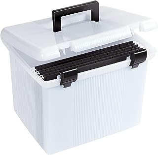 Photo 1 of Pendaflex Portable File Box, Frosted White, Hinged Lid with Double Latch Closure,