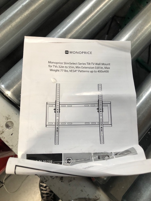 Photo 4 of Monoprice Tilt TV Wall Mount for TVs 32in to 55in, Min Extension 0.81in, Max Weight 77 lbs