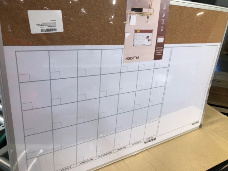 Photo 4 of VUSIGN Monthly Calendar Whiteboard Dry Erase Cork Board Combo, 24" x 36" Planning Board, Silver Aluminium Frame