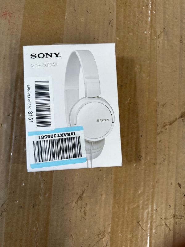 Photo 2 of Sony MDR-ZX110AP On-Ear Headphones with Microphone (White)