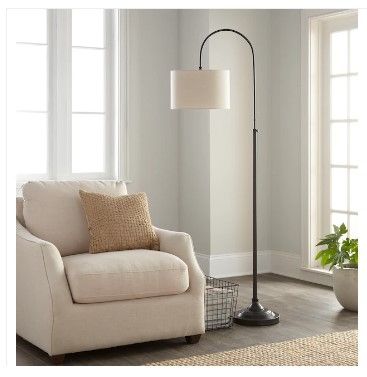 Photo 1 of allen + roth 76.5-in Bronze Downbridge Floor Lamp