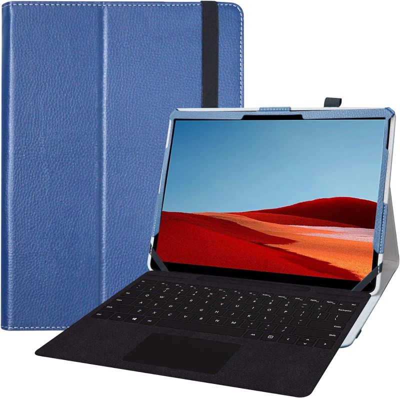 Photo 1 of Bige for Surface Pro 8 Tablet Case,PU Leather Folio 2-Folding Stand fit 12.3 inch Dark Blue