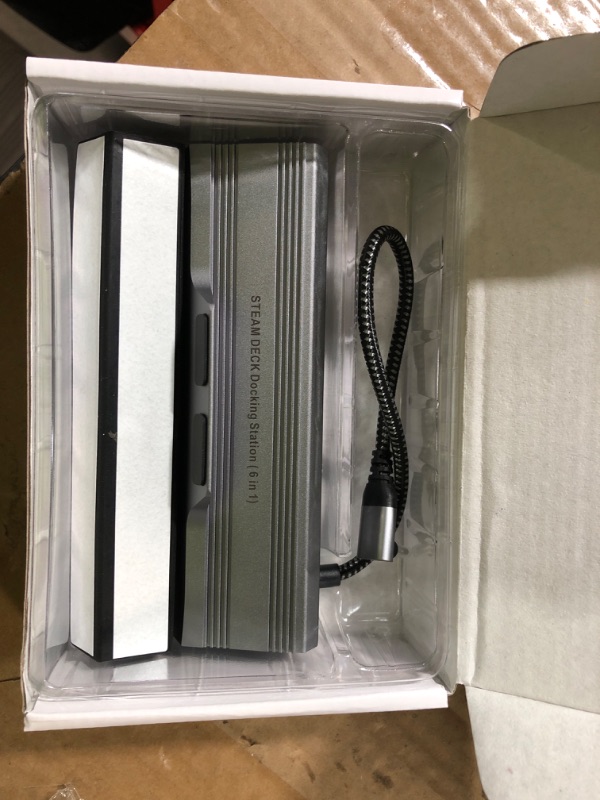 Photo 1 of Steam Deck Dock - 6-in-1 Docking Station for Steam Deck with HDMI 2.0 4K 60Hz, 3 USB 3.0, Gigabit Ethernet, 100W PD, Fast Charging USB-C Port Compatible with Valve Steam Deck