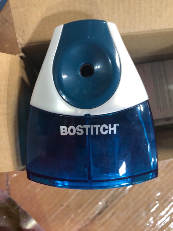 Photo 3 of Bostitch Personal Electric Pencil Sharpener, Powerful Stall-Free Motor, High Capacity Shavings Tray, Blue (EPS4-BLUE) Blue Pencil Sharpener