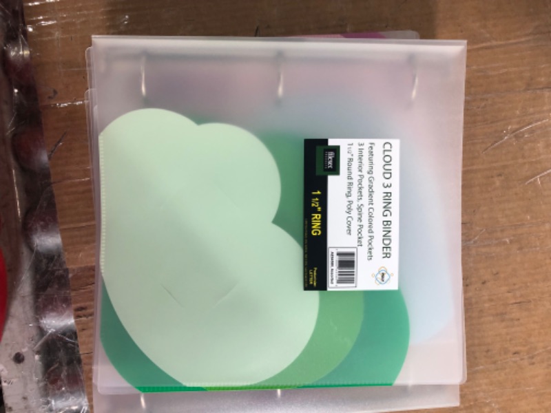 Photo 5 of Filexec Products Cloud, Ring Binder, 2", Pack of 4 (50495-6459), Green Clear Cvr W/ Asst Pckts. Blue, Pink, Purple, Green