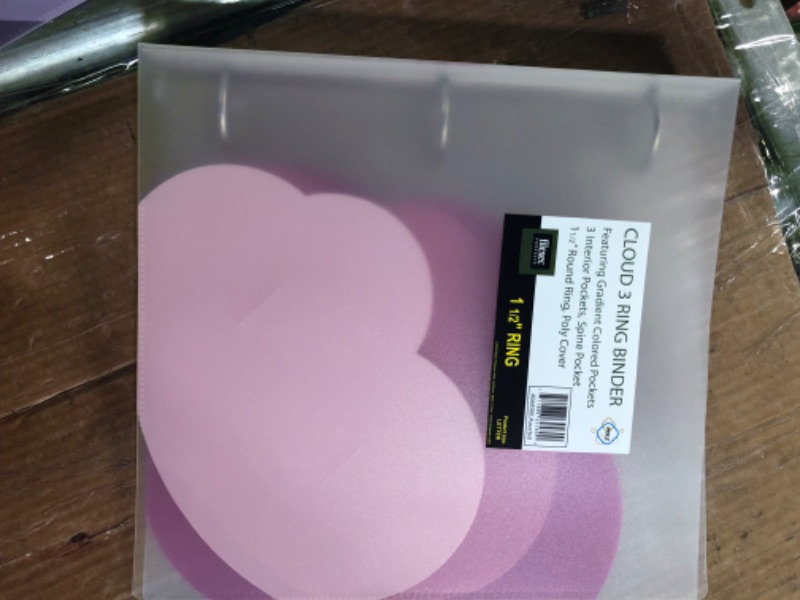 Photo 2 of Filexec Products Cloud, Ring Binder, 2", Pack of 4 (50495-6459), Green Clear Cvr W/ Asst Pckts. Blue, Pink, Purple, Green