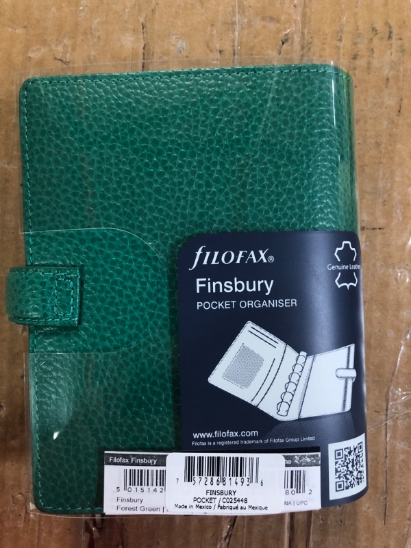 Photo 3 of Filofax Finsbury Organizer, Pocket Size, Forest Green - Traditional Grained Leather, Six Rings, Week-to-View Calendar Diary