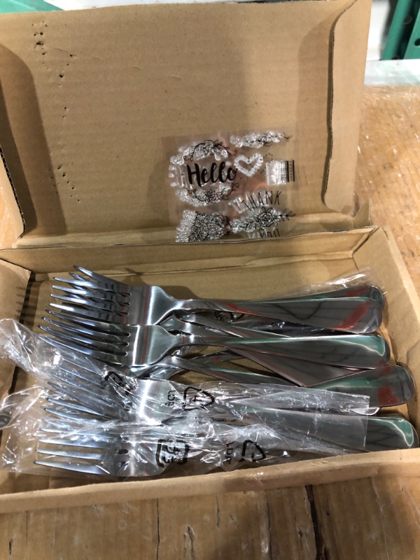 Photo 3 of *Bundle* 
Dinner Forks Set of 12, Stainless Steel Silverware and silicone stamps
