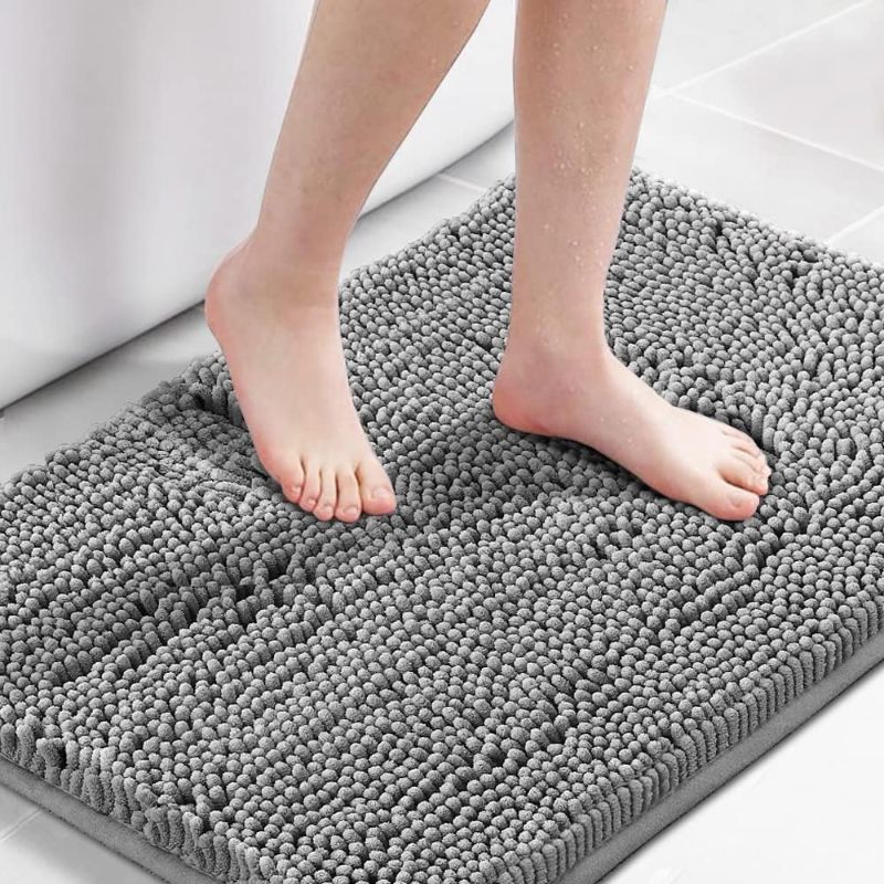 Photo 1 of *bundle* *non-refundable*
H.VERSAILTEX Chenille Bath Mats Thick Soft Absorbent for Bathroom, Microfiber Dries Quickly, Shaggy Washable Plush Durable Rug, Bathtub and Shower Floor, 24x17, Grey AND Sun Zero Easton Energy Saving Blackout Grommet Curtain Pane