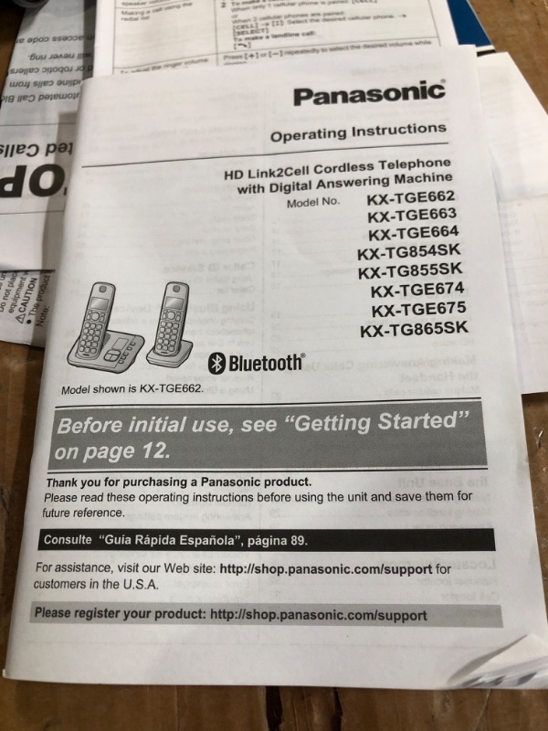 Photo 3 of *used*
Panasonic Link2Cell Bluetooth DECT 6.0 Expandable Phone System with Answering Machine and Call Blocking - 3 Handsets - KX-TGE663B (Black)