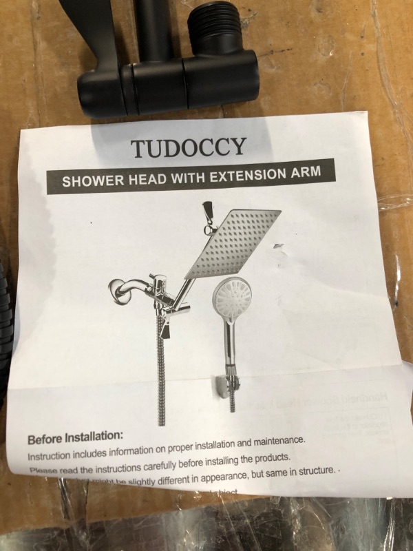 Photo 5 of *minor damage* 
Shower Head,8”Rain Shower Head with Handheld Spray Combo with 11'' Angle Adjustable Extension Arm/Flow Regulator, Matte Black
