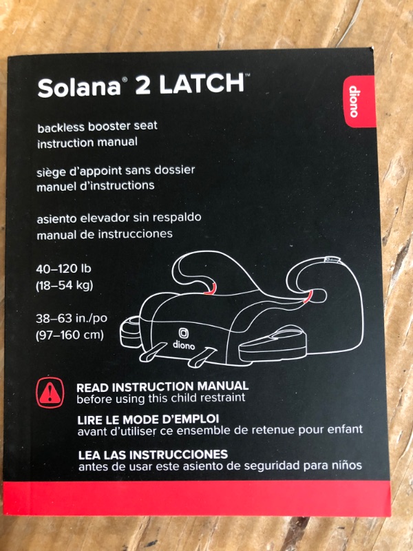 Photo 4 of Diono Solana 2 XL 2022, Dual Latch Connectors, Lightweight Backless Belt-Positioning Booster Car Seat, 