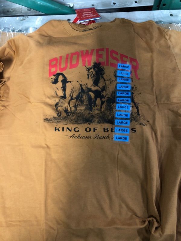 Photo 2 of Budweiser Men's Short Sleeve King of Beers American Graphic T-Shirt (L) (pack of 3)