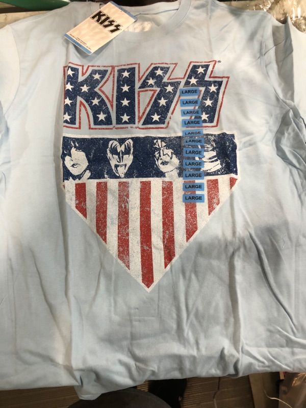 Photo 2 of KISS Men's Americana Graphic Print Short Sleeve Crewneck T-Shirt (L) (pack of 2)