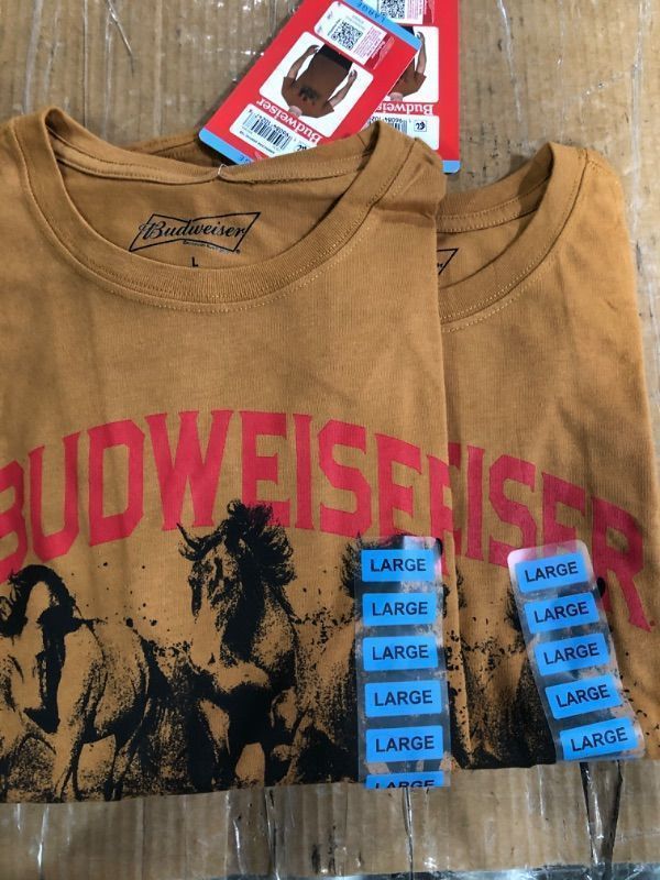 Photo 3 of Budweiser Men's Short Sleeve King of Beers American Graphic T-Shirt (L) (Pack of 2)