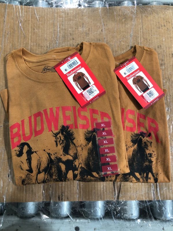 Photo 3 of Budweiser Men's Short Sleeve King of Beers American Graphic T-Shirt (XL) (pack of 2)
