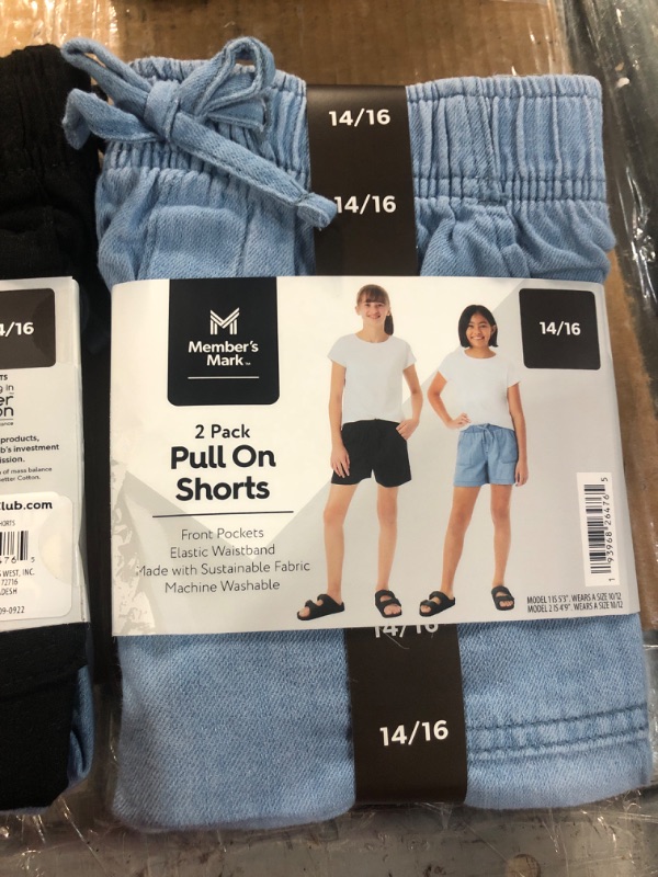 Photo 3 of Member's Mark Girl's 2-Pack Elastic Waistband Pull-On Shorts Black/Chambray (size 14/16 girls) (2 pk)