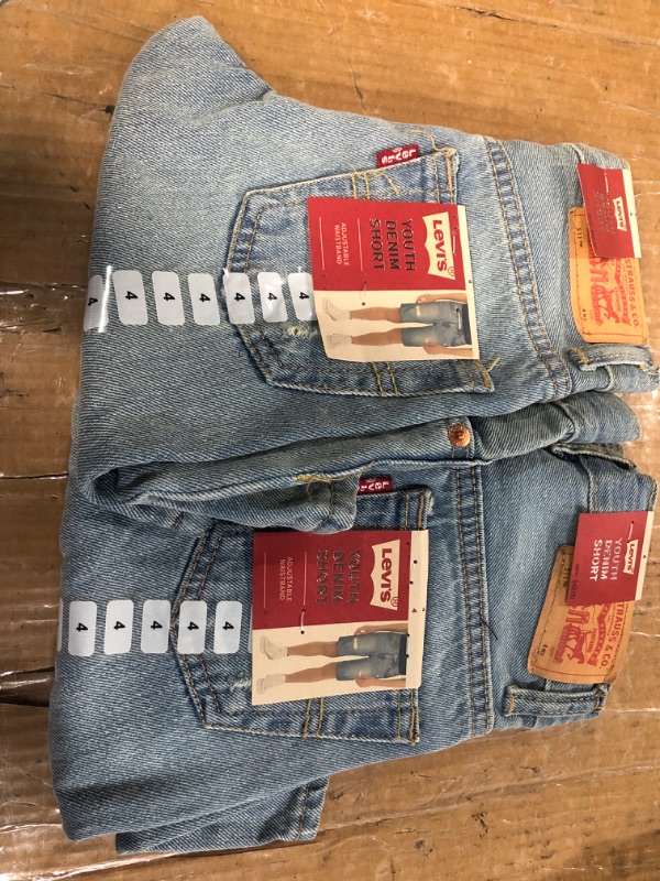 Photo 2 of Levi's Boy's 511 Adjustable Waistband Slim Fit Distressed Denim Shorts (size 4 boys) (2pk)