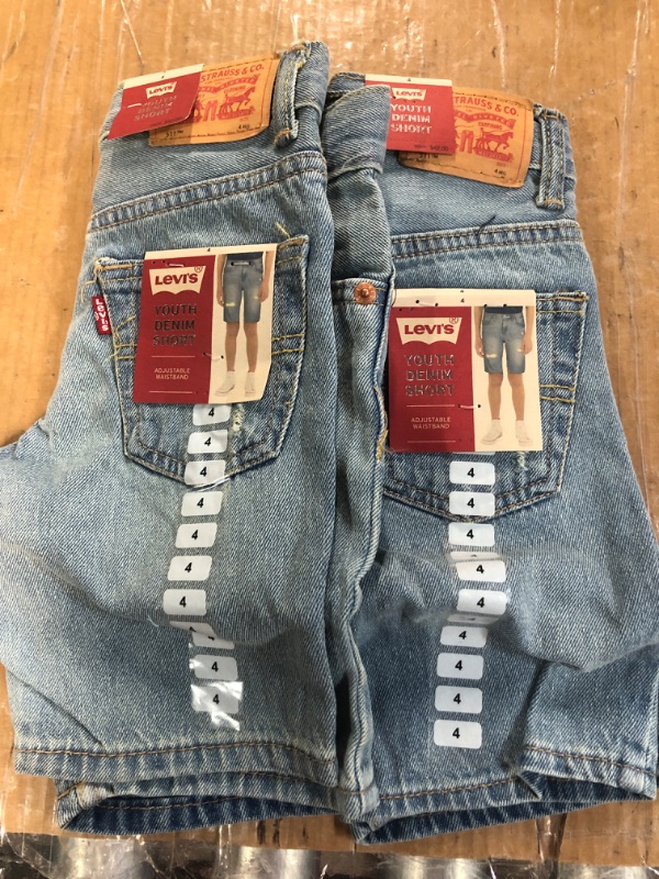 Photo 3 of Levi's Boy's 511 Adjustable Waistband Slim Fit Distressed Denim Shorts (size 4 boys) (2pk)