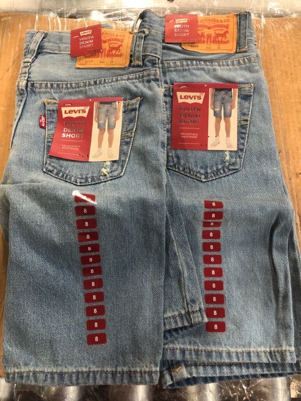 Photo 3 of Levi's Boy's 511 Adjustable Waistband Slim Fit Distressed Denim Shorts (size 8 boys) (2pk)