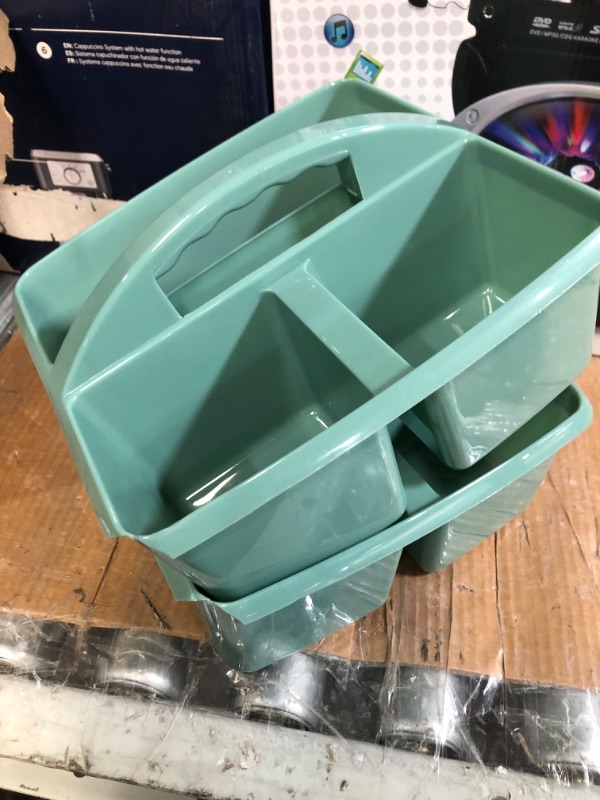 Photo 2 of Eucalyptus Green Portable Plastic Storage Caddy 6-Pack for Classrooms, Kids Room, and Office Organization, 3 Compartments