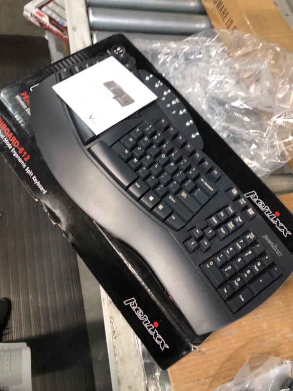 Photo 2 of Perixx Periboard-612 Wireless Ergonomic Split Keyboard with Dual Mode 2.4G and Bluetooth Feature, Compatible with Windows 10 and Mac OS X System, Black, US English Layout, (11354) Wireless Black Keyboard