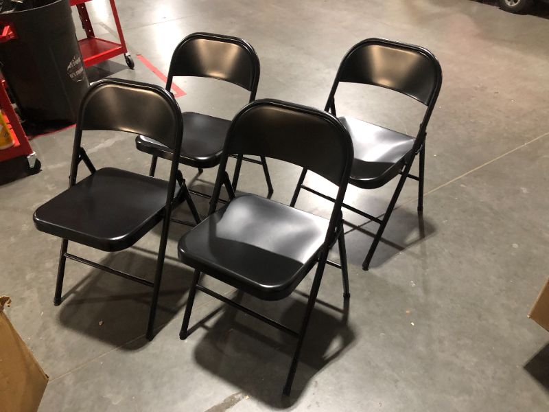 Photo 2 of ***DENTED - SEE NOTES***
VECELO Metal Frame Steel Folding Mounted Chairs, Set of 4