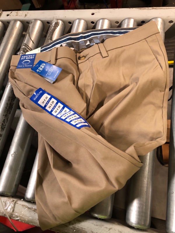 Photo 1 of HAGGAR Cool Right Performance Flex Slim Fit Flat Front Pant 34X29 **LOOK BRAND NEW**