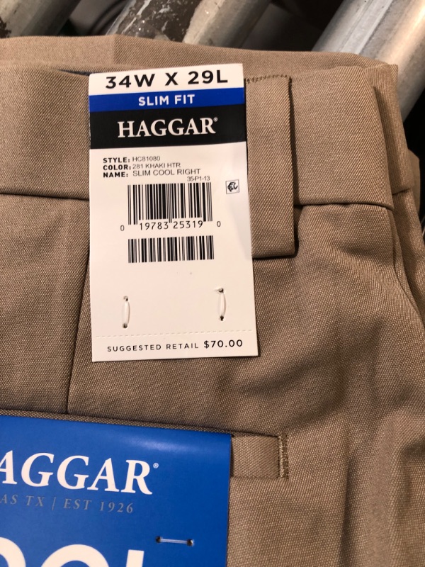 Photo 1 of HAGGAR Cool Right Performance Flex Slim Fit Flat Front Pant 34X29 **LOOK BRAND NEW**