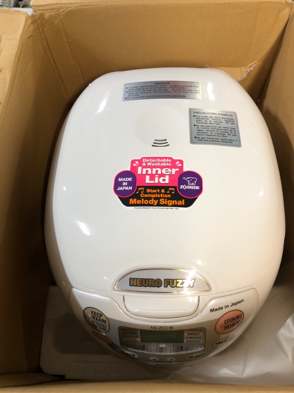 Photo 1 of **PARTS ONLY, MISSING INNER BOWL***USED* Zojirushi NS-ZCC18 Neuro Fuzzy Rice Cooker/Warmer, 10 Cup, Premium White *LOOKS NEW*