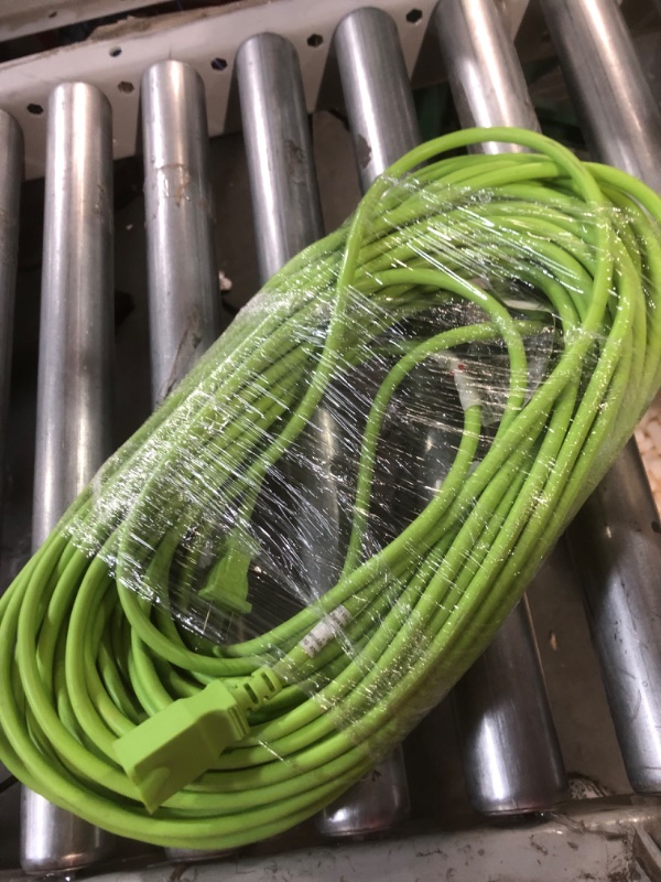 Photo 2 of Clear Power 50 ft 12/3 SJTW Heavy Duty Outdoor Extension Cord with Lighted Connector (50 ft, Green), CP10101 50 ft (Cold Weather) Lighted End Green