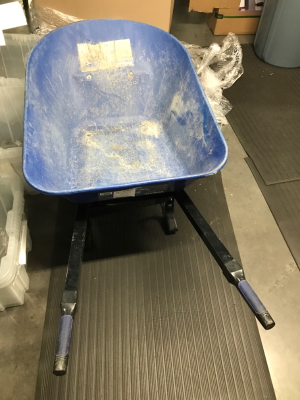 Photo 3 of ***WHEEL DAMAGED - SEE NOTES***
Kobalt Steel Wheelbarrow with Flat Free Tire - Blue - 7 Cu ft - Each