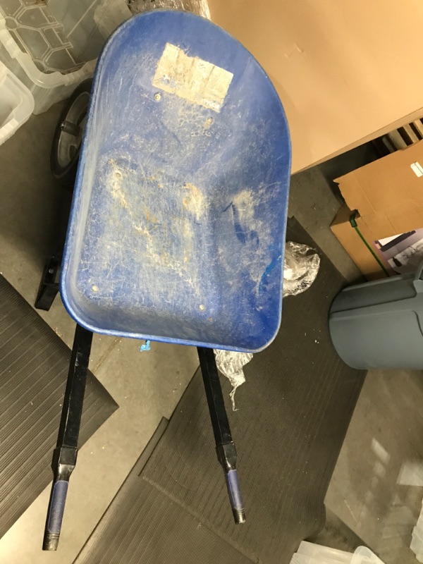 Photo 5 of ***WHEEL DAMAGED - SEE NOTES***
Kobalt Steel Wheelbarrow with Flat Free Tire - Blue - 7 Cu ft - Each