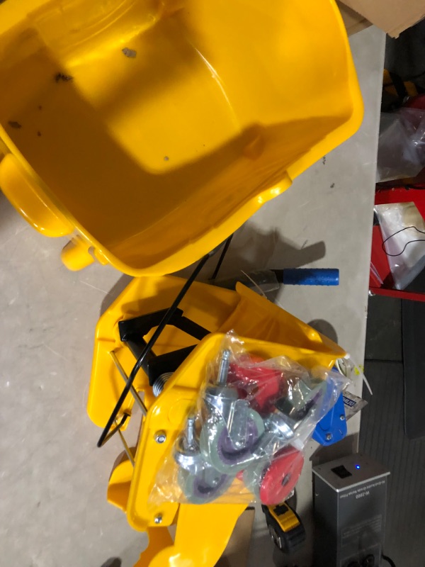 Photo 7 of (USED AND DAMAGED) Simpli-Magic 79358 Commercial Mop Bucket with Side Press Wringer, 26 Quart, Yellow Yellow Bucket