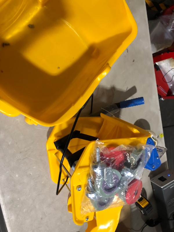 Photo 5 of (USED AND DAMAGED) Simpli-Magic 79358 Commercial Mop Bucket with Side Press Wringer, 26 Quart, Yellow Yellow Bucket