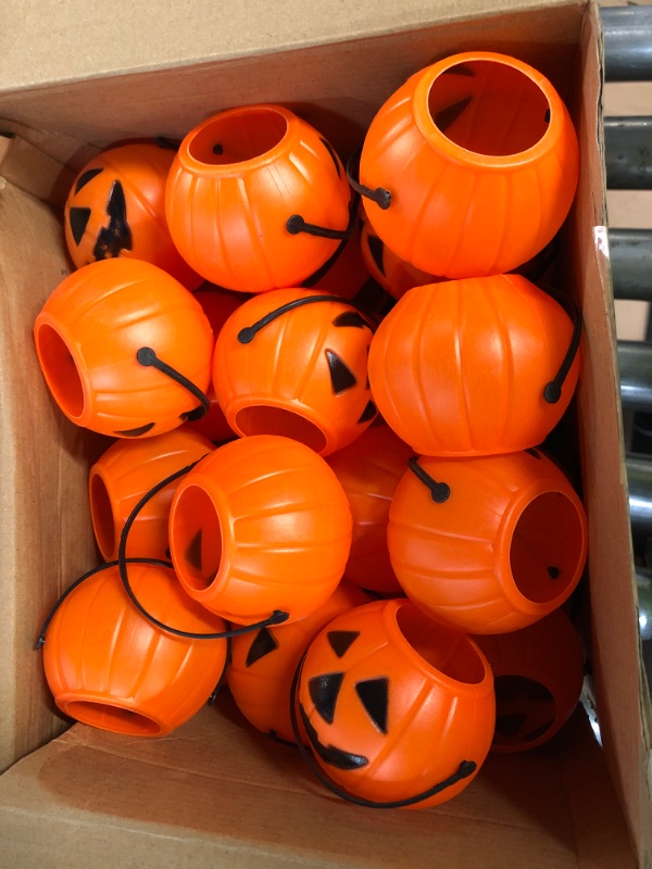 Photo 2 of 50 Halloween Mini Pumpkins Bucket Plastic Halloween Pumpkins **LOOK NEW**