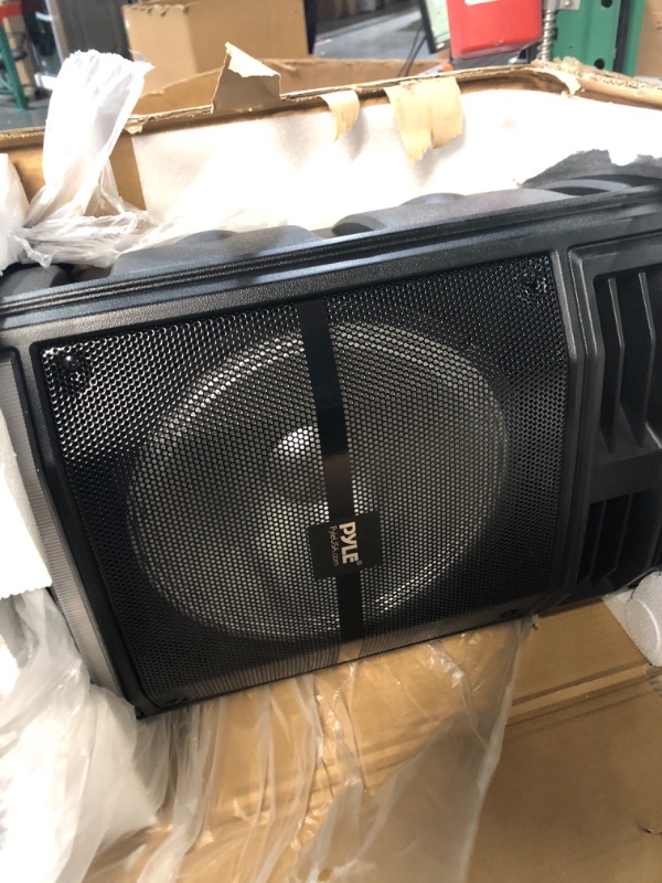 Photo 1 of Portable Bluetooth PA Speaker System - 600W Bluetooth Speaker Portable PA System W/ Rechargeable Battery 1/4" Microphone In, Party Lights, MP3/USB SD Card Reader, Rolling Wheels - Pyle PPHP1044B