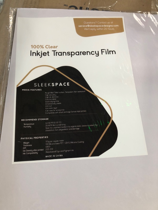 Photo 5 of Sleek Space Transparency Film for Inkjet Printers 100% Clear *LOOKS BRAND NEW*