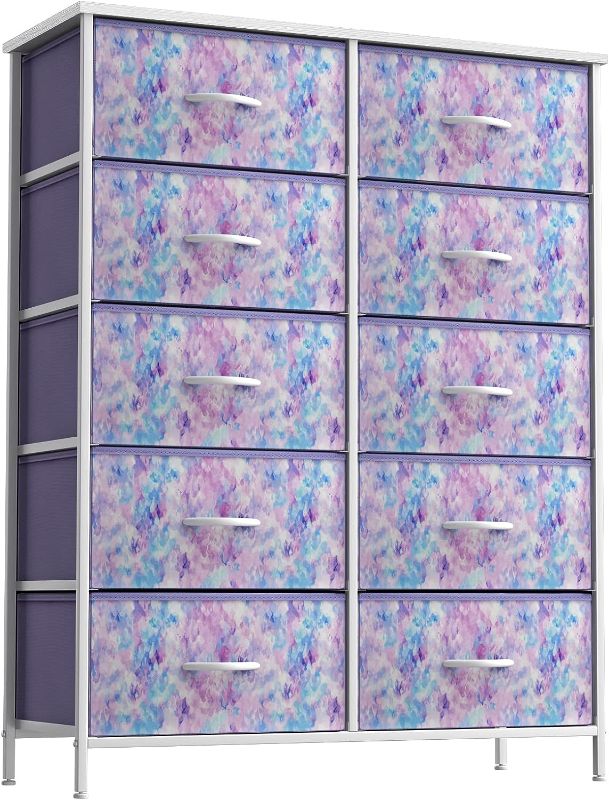 Photo 1 of *SIMILAR TO STOCK PHOTO* Sorbus Kids Dresser with 10 Drawers - Storage Unit Organizer Chest for Clothes - Bedroom, Kids Room, Nursery, & Closet - Steel Frame, Wood Top & Handles, and Easy Pull Fabric Bins Purple 10-Drawer