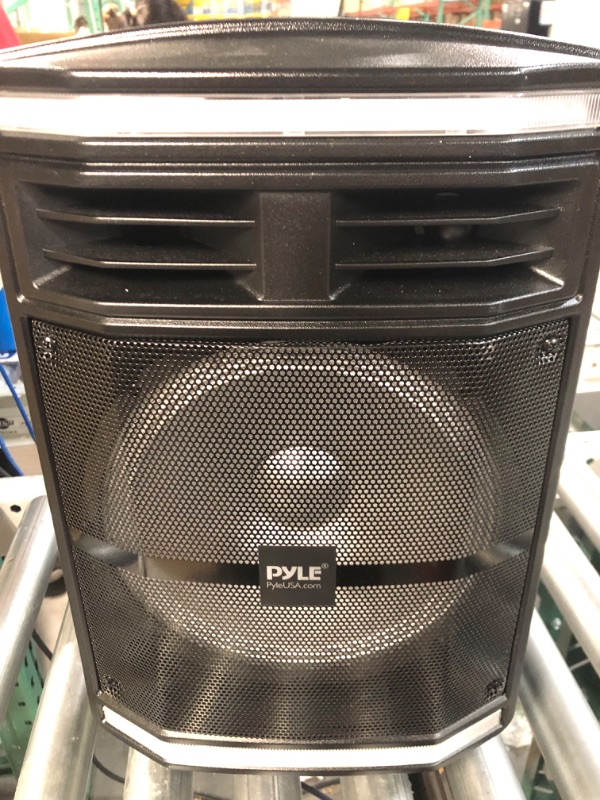 Photo 2 of **NO CHARGER** Portable Bluetooth PA Speaker - 600W Bluetooth Speaker Portable PA System W/ Rechargeable Battery 1/4" Microphone In, Party Lights, MP3/USB SD Card Reader, Rolling Wheels - Pyle PPHP1044B