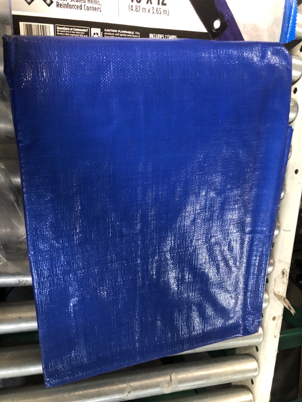 Photo 4 of (2x) Member's Mark 16' x 12' Blue & Gray Commercial Tarps with Reinforced Corners 