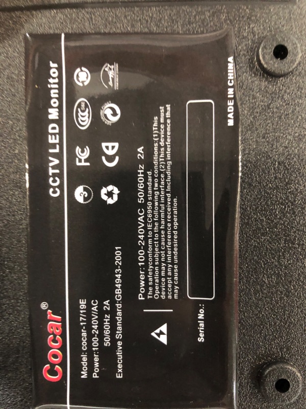 Photo 5 of **NO POWER ADAPTER/UNABLE TO TEST** 21.5" CCTV Monitor, 16:9 Cocar BNC Monitor 1920x1080 Composite Component YPbPr/BNC/VGA/HDMI/Audio in Out, VESA Wall Mounting TFT LCD Display for Home Security Systems Surveillance Camera STB DVR NVR