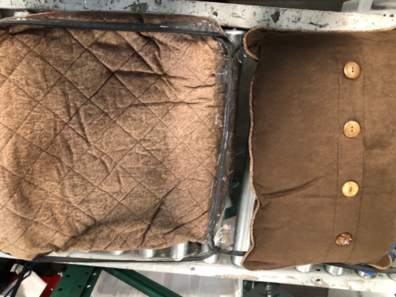 View 2 of Madison Park Daybed Cover Set - Trendy Design, All Season Luxury Bedding with Bedskirt, Matching Shams, Decorative Pillow, Diamond Quilted Faux Suede Reversible Brown 75"x39" 6 Piece