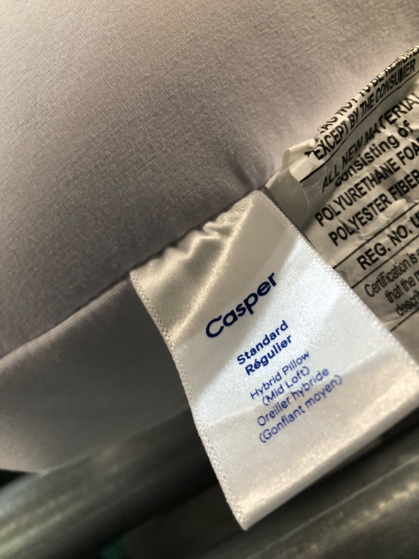 Photo 3 of * used item *
Casper Hybrid Pillow for Sleeping, Standard, White Standard Hybrid Pillow Single Pack