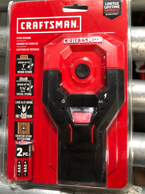 Photo 3 of **MISSING 2x AA BATTERIES** CRAFTSMAN Stud Finder, 1-1/2-Inch Depth, AC Detection (CMHT77621)