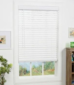 Photo 1 of **USED BUT APPEARS NEW** allen + roth Trim at Home 2-in Slat Width 71-in x 48-in Cordless White Faux Wood Room Darkening Horizontal Blinds